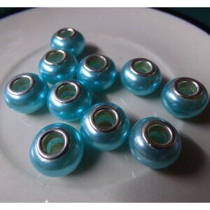 Blue Pearly Style Large Hole Beads